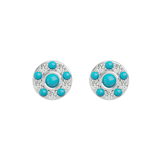 925 Sliver Turquoise & CZ Stud