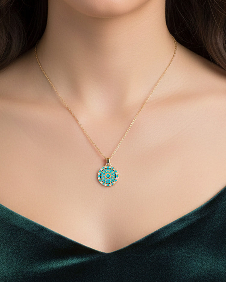 925 Gold Turquoise CZ Locket