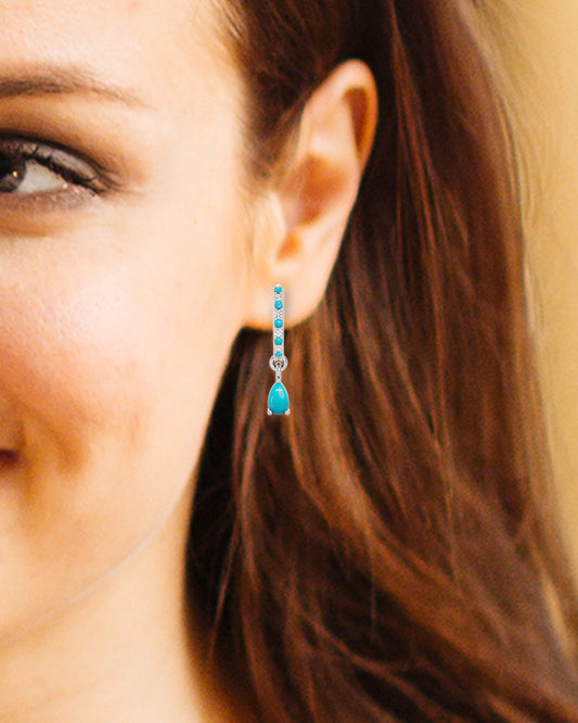 925 Silver Turquoise & CZ Huggies