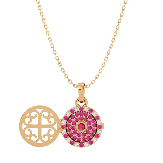 925 Gold Ruby CZ Locket