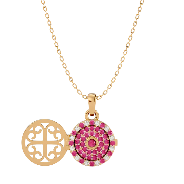 925 Gold Ruby CZ Locket