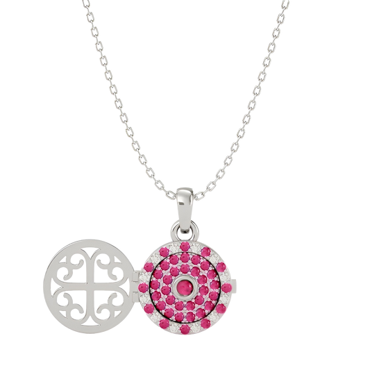 925 Silver Ruby CZ Locket