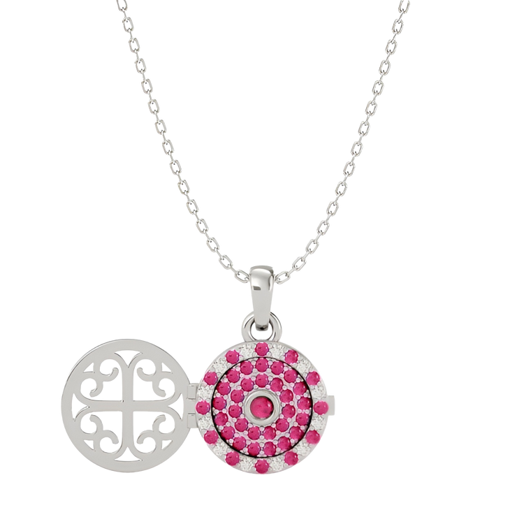 925 Silver Ruby CZ Locket