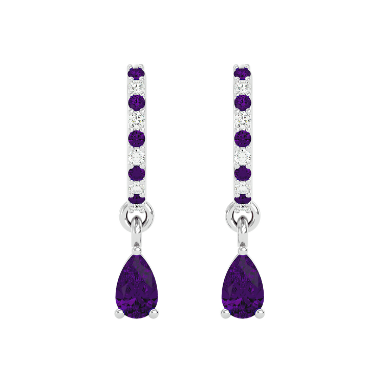 925 Silver Amethyst & CZ Huggies