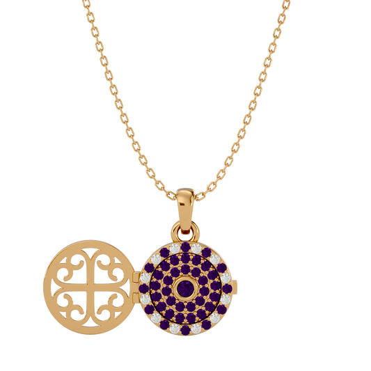925 Gold Amethyst CZ Locket