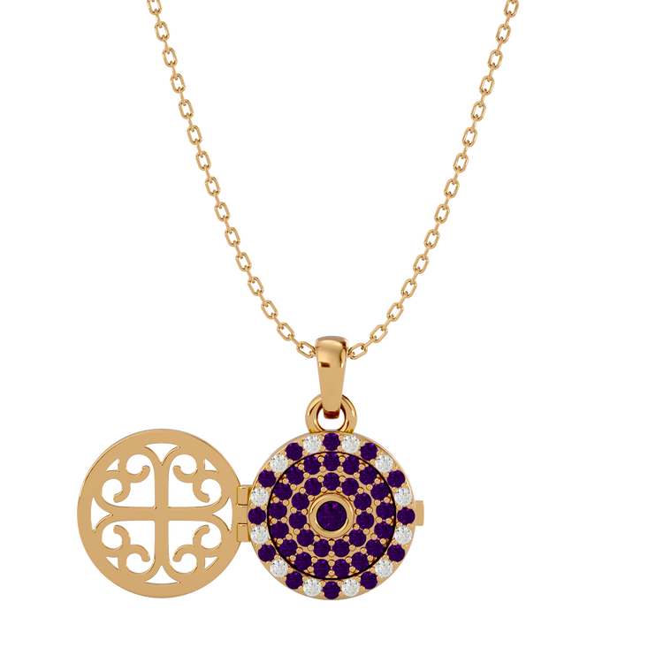 925 Gold Amethyst CZ Locket