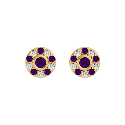 925 Gold Amethyst & CZ Stud