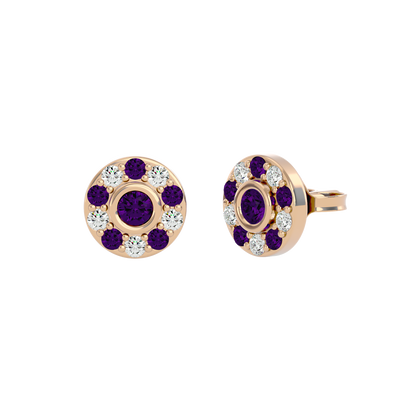 925 Gold Amethyst & CZ Stud