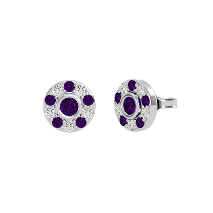 925 Gold Amethyst & CZ Stud