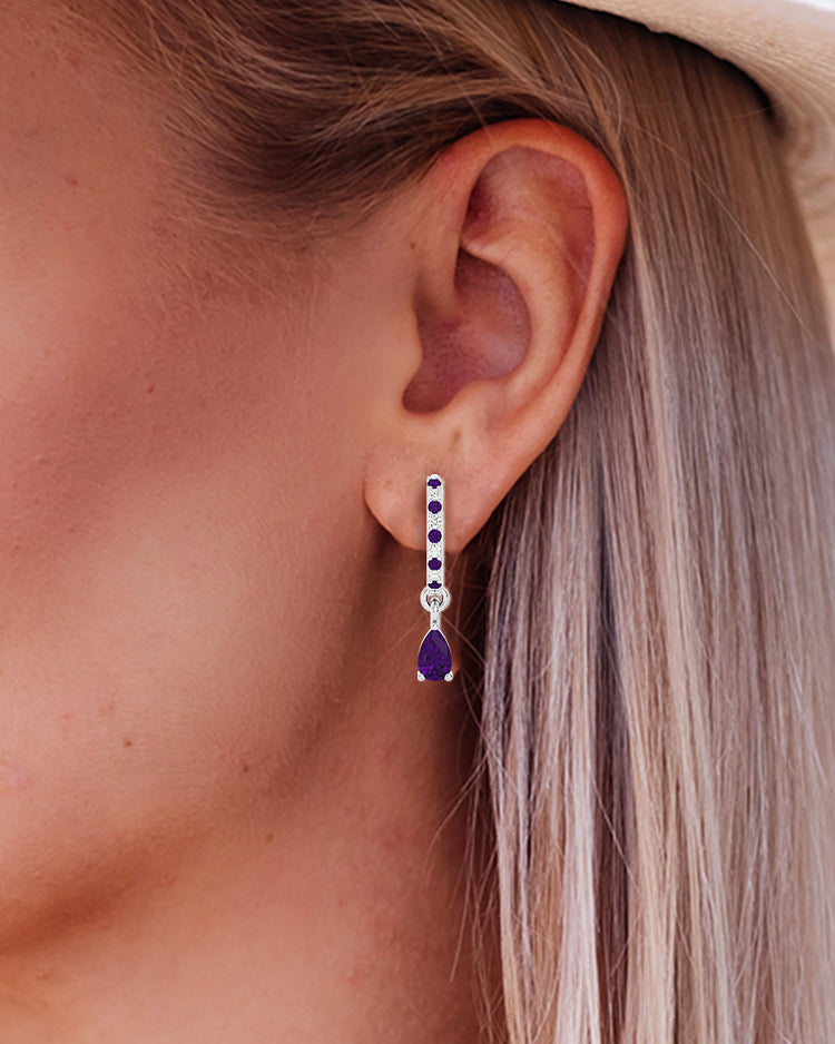 925 Silver Amethyst & CZ Huggies
