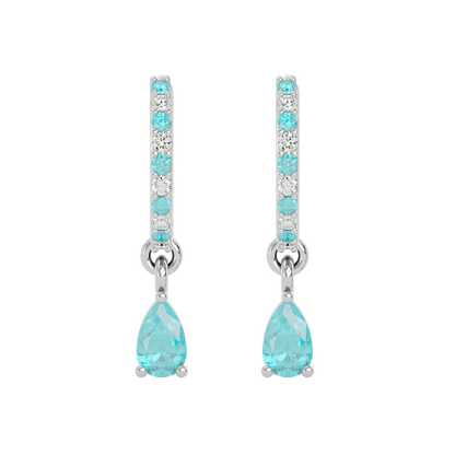 925 Silver Aquamarine & CZ Huggies