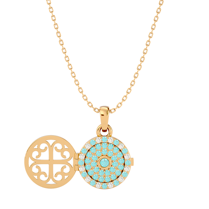 925 Silver Aquamarine CZ Locket