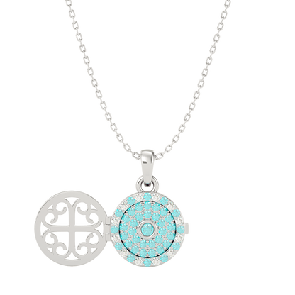925 Silver Aquamarine CZ Locket