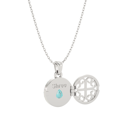 925 Silver Aquamarine CZ Locket