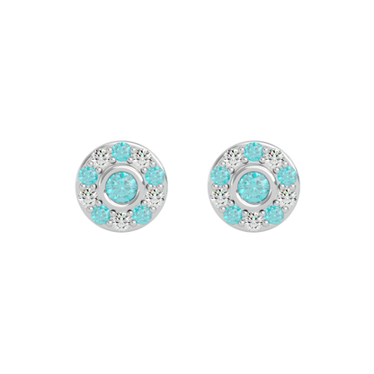 925 Sliver Aquamarine & CZ Stud