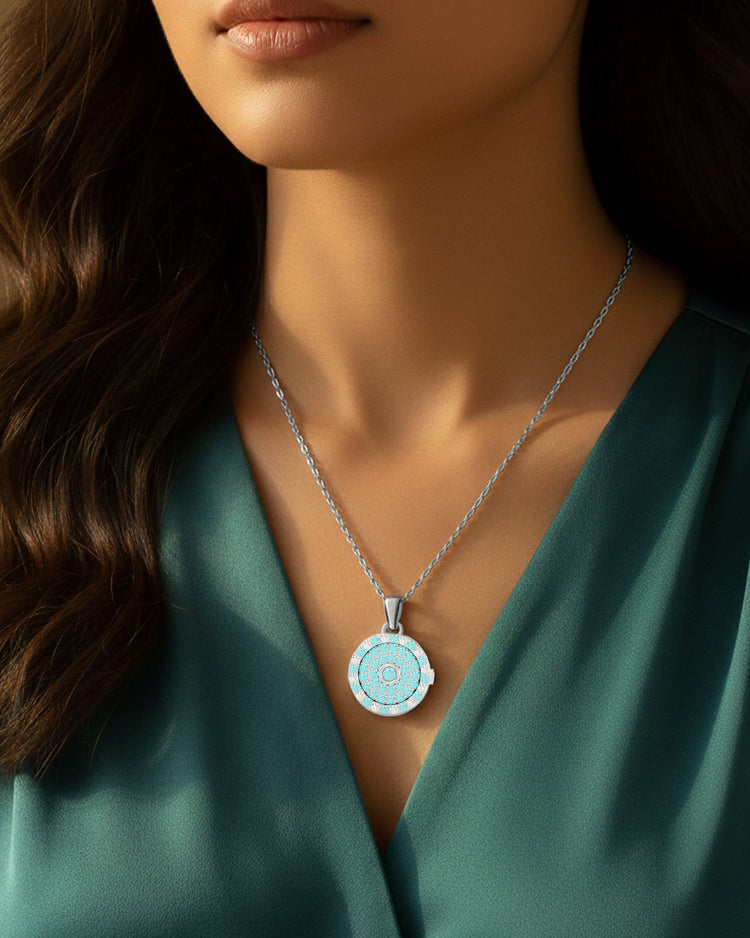 925 Silver Aquamarine CZ Locket