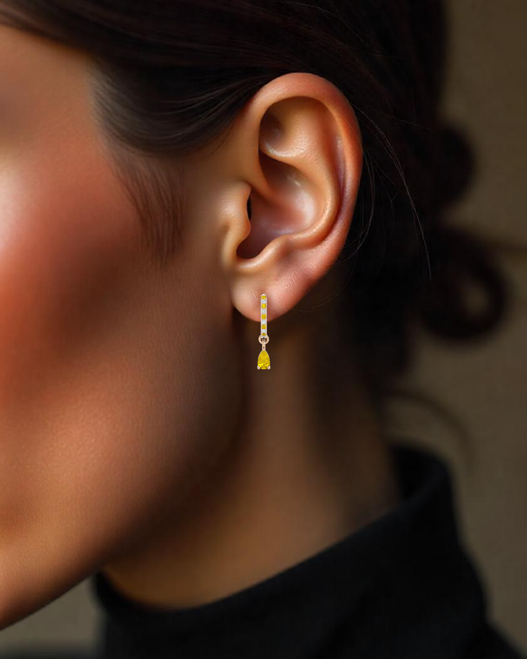925 Gold Citrine & CZ Huggies