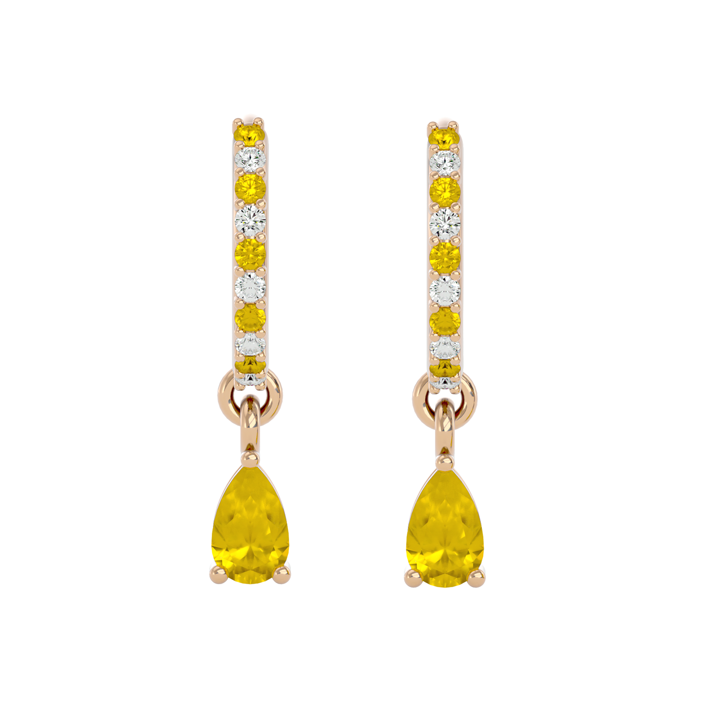 925 Gold Citrine & CZ Huggies