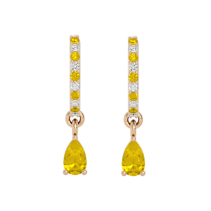 925 Gold Citrine & CZ Huggies