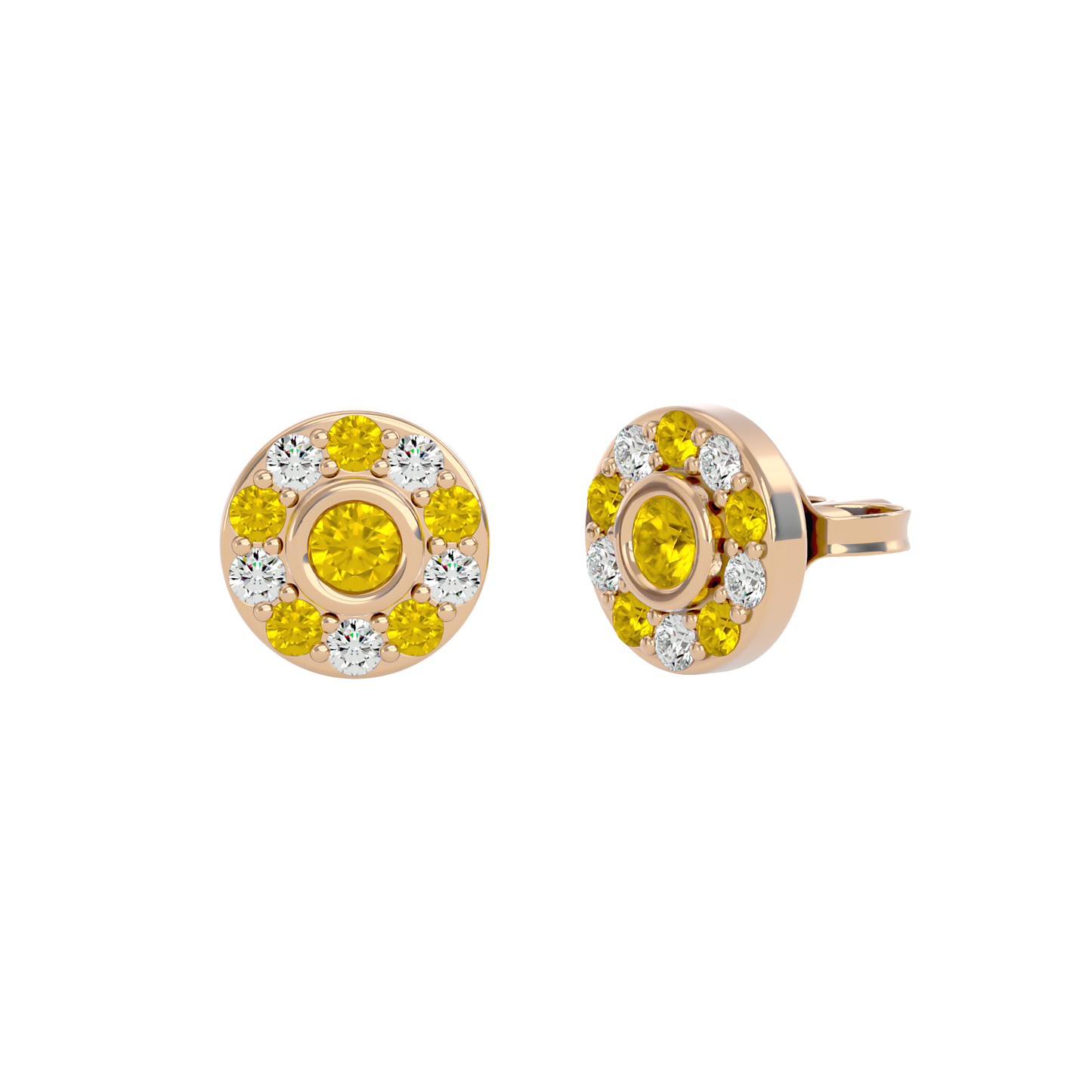 925 Gold Citrine & CZ Stud