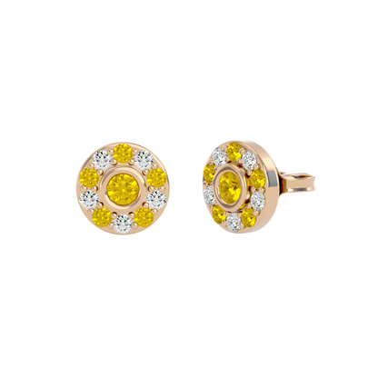 925 Gold Citrine & CZ Stud