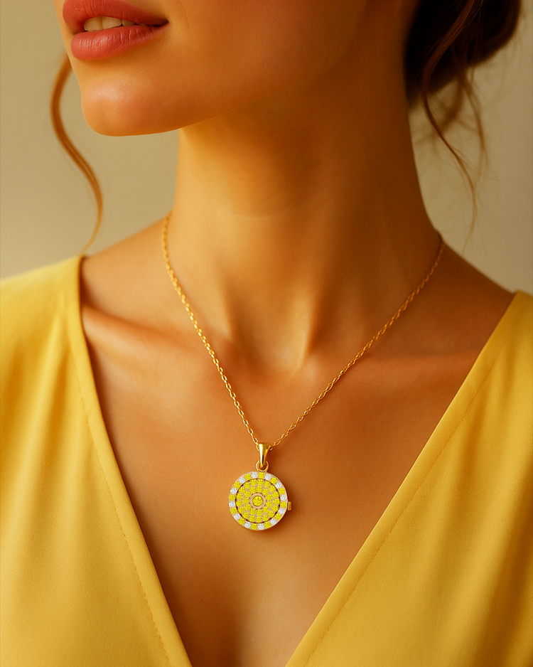 925 Gold Citrine CZ Locket