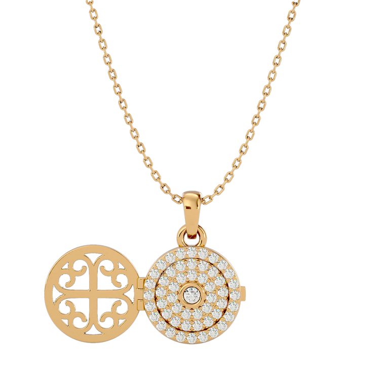 925 Gold Clear Quartz CZ Locket