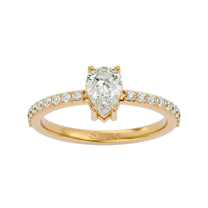 925 Gold Clear Quartz & CZ Ring