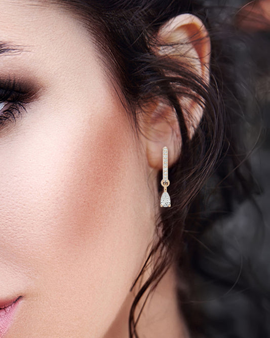 925 Gold Clear Quartz & CZ Huggies