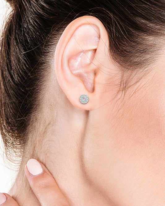 925 Sliver Clear Quartz & CZ Stud