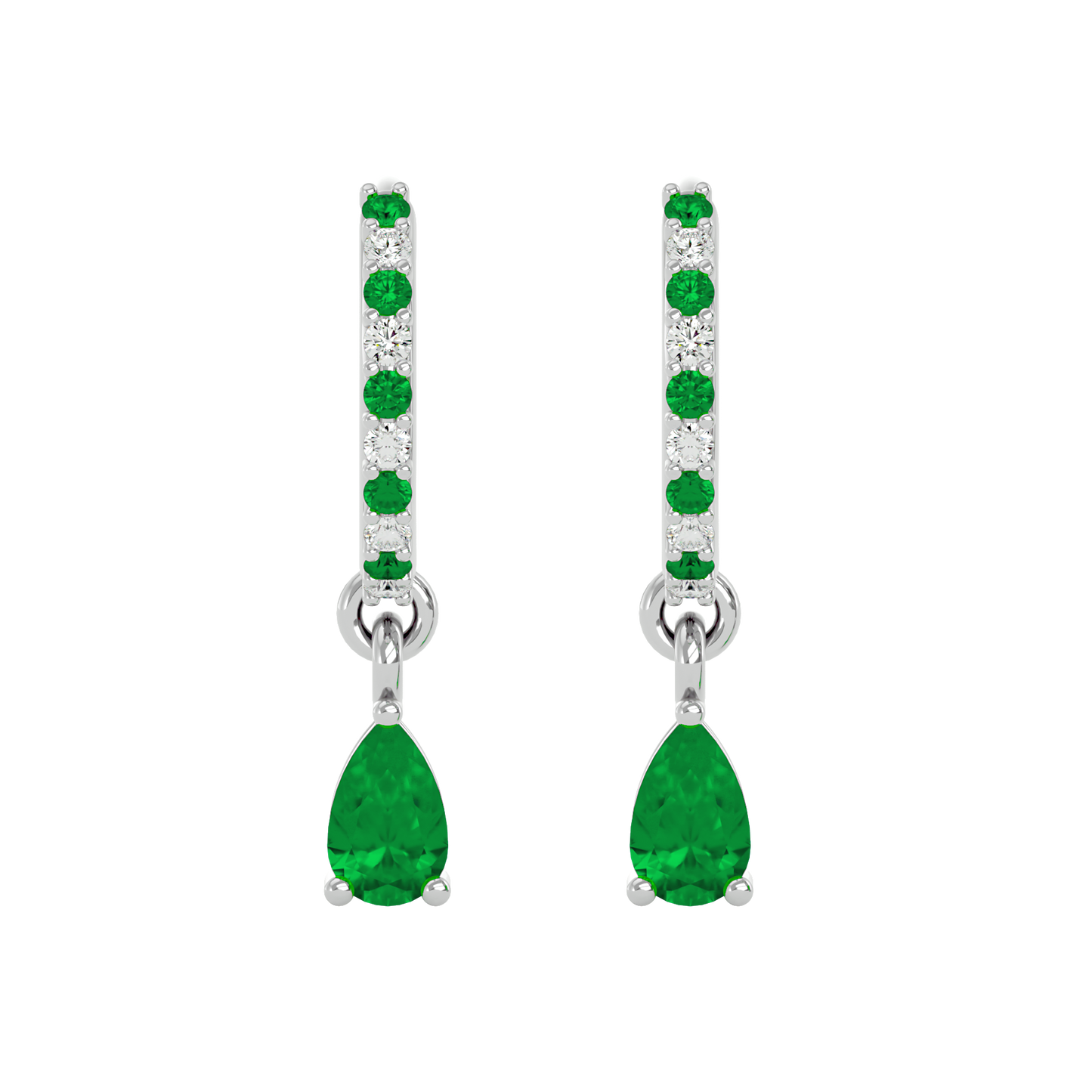 925 Silver Emerald & CZ Huggies