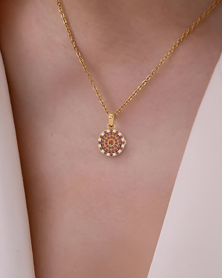 925 Gold Garnet & CZ Locket