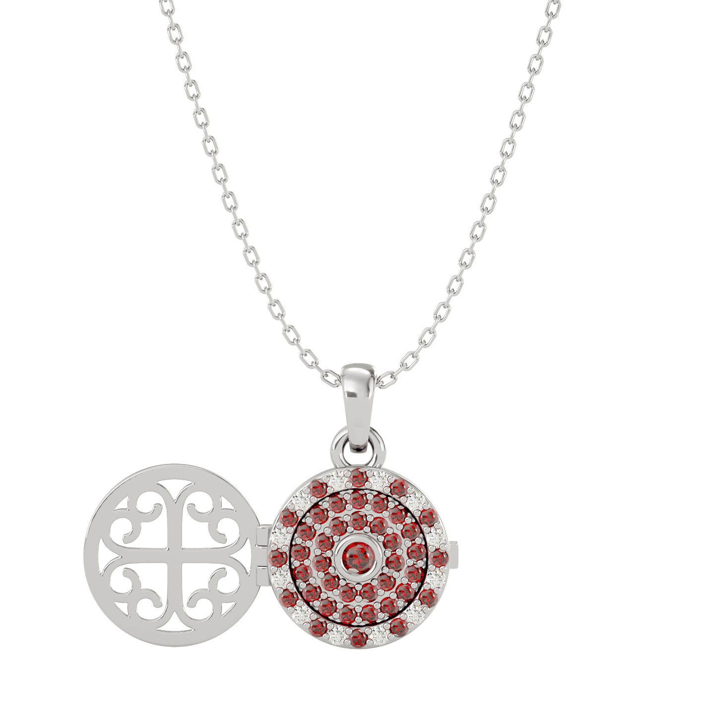 925 Silver Garnet & CZ Locket