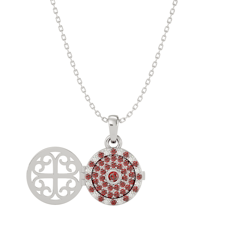 925 Silver Garnet & CZ Locket