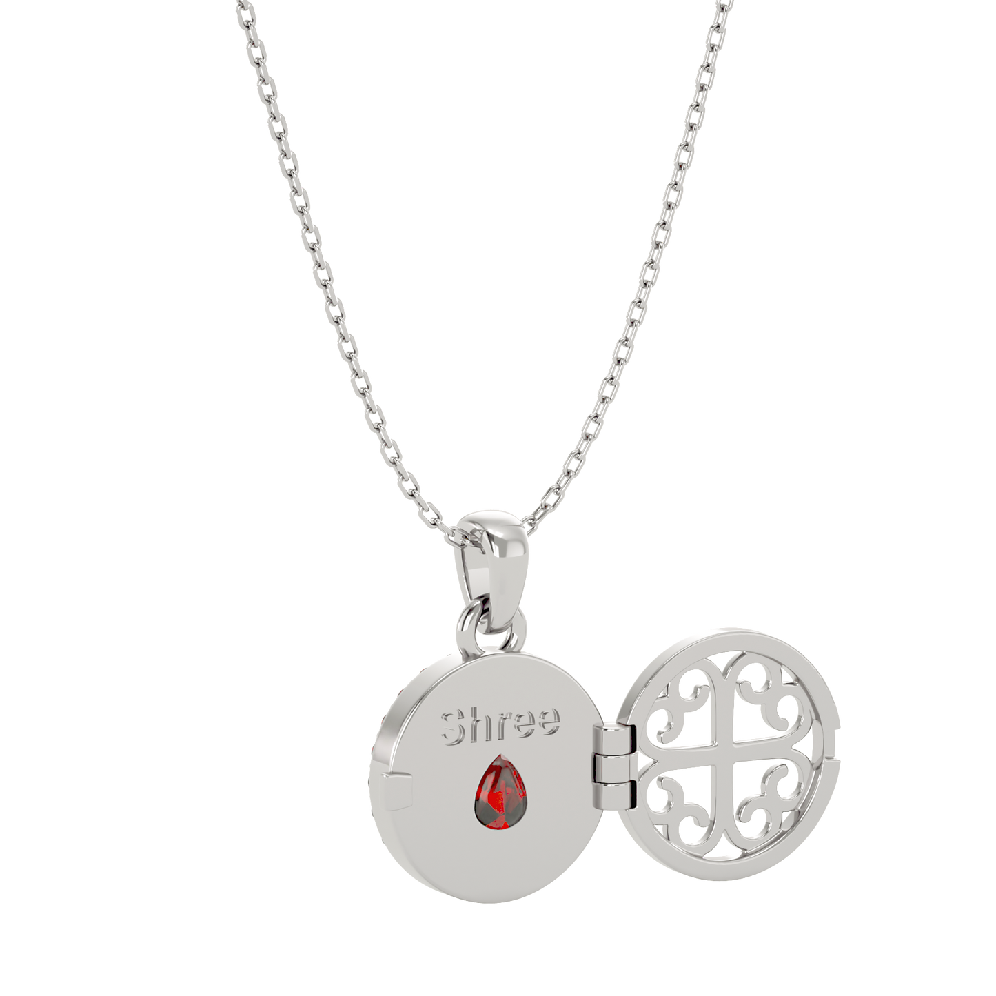 925 Silver Garnet & CZ Locket