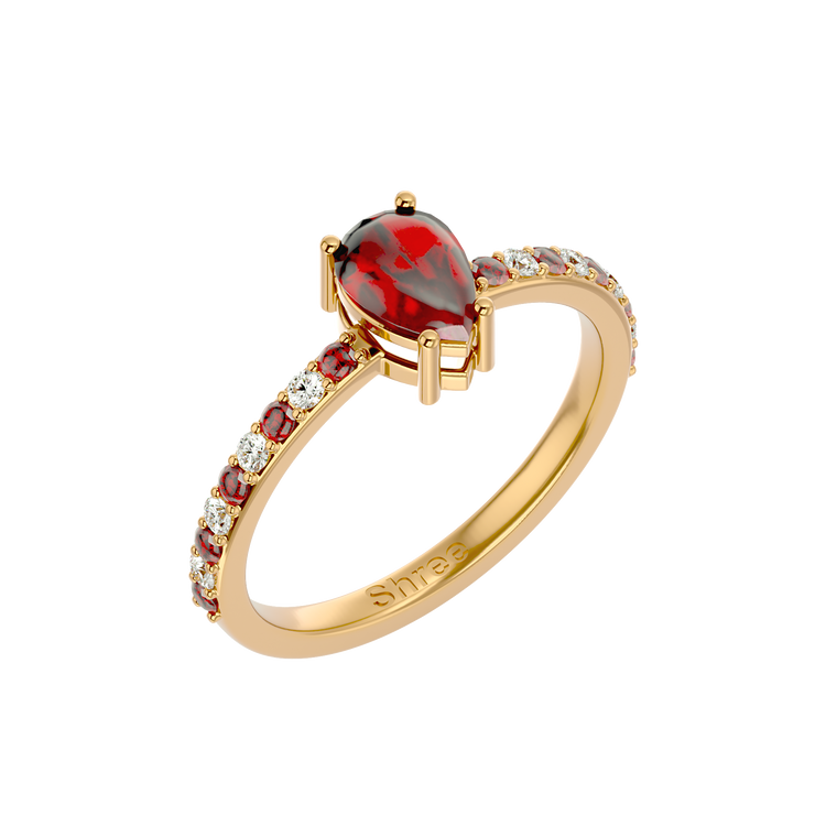 925 Gold Garnet & CZ Ring