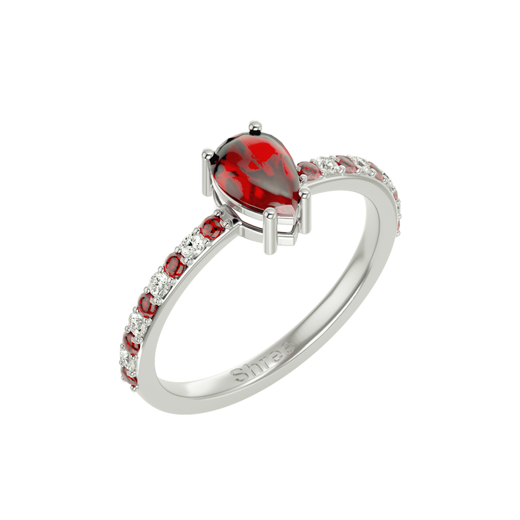 925 Gold Garnet & CZ Ring