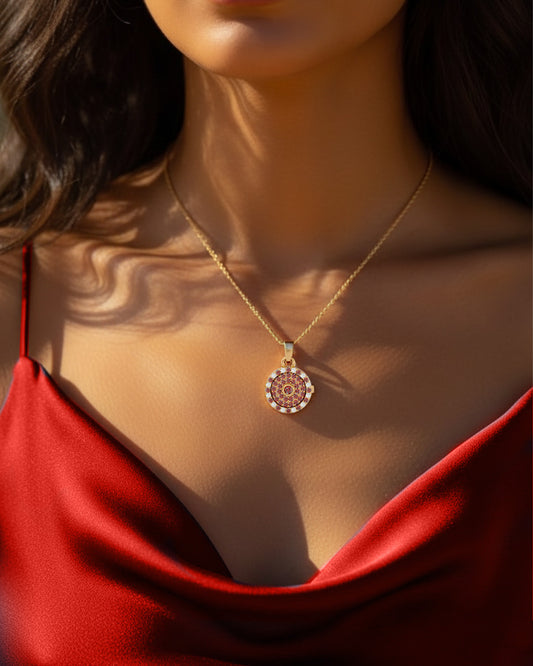 925 Gold Garnet & CZ Locket