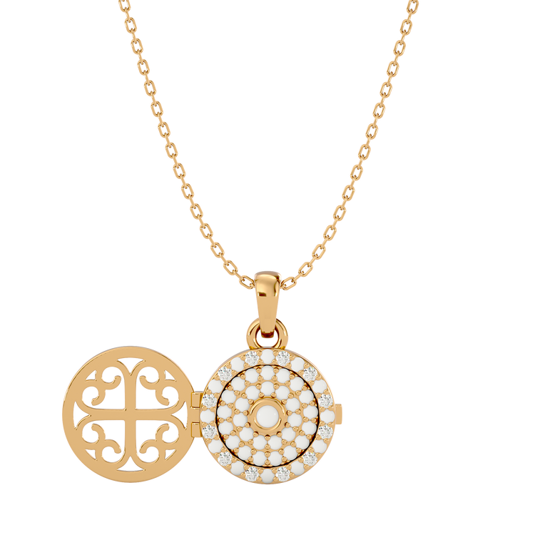 925 Gold Moonstone CZ Locket