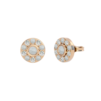 925 Gold Moonstone & CZ Stud