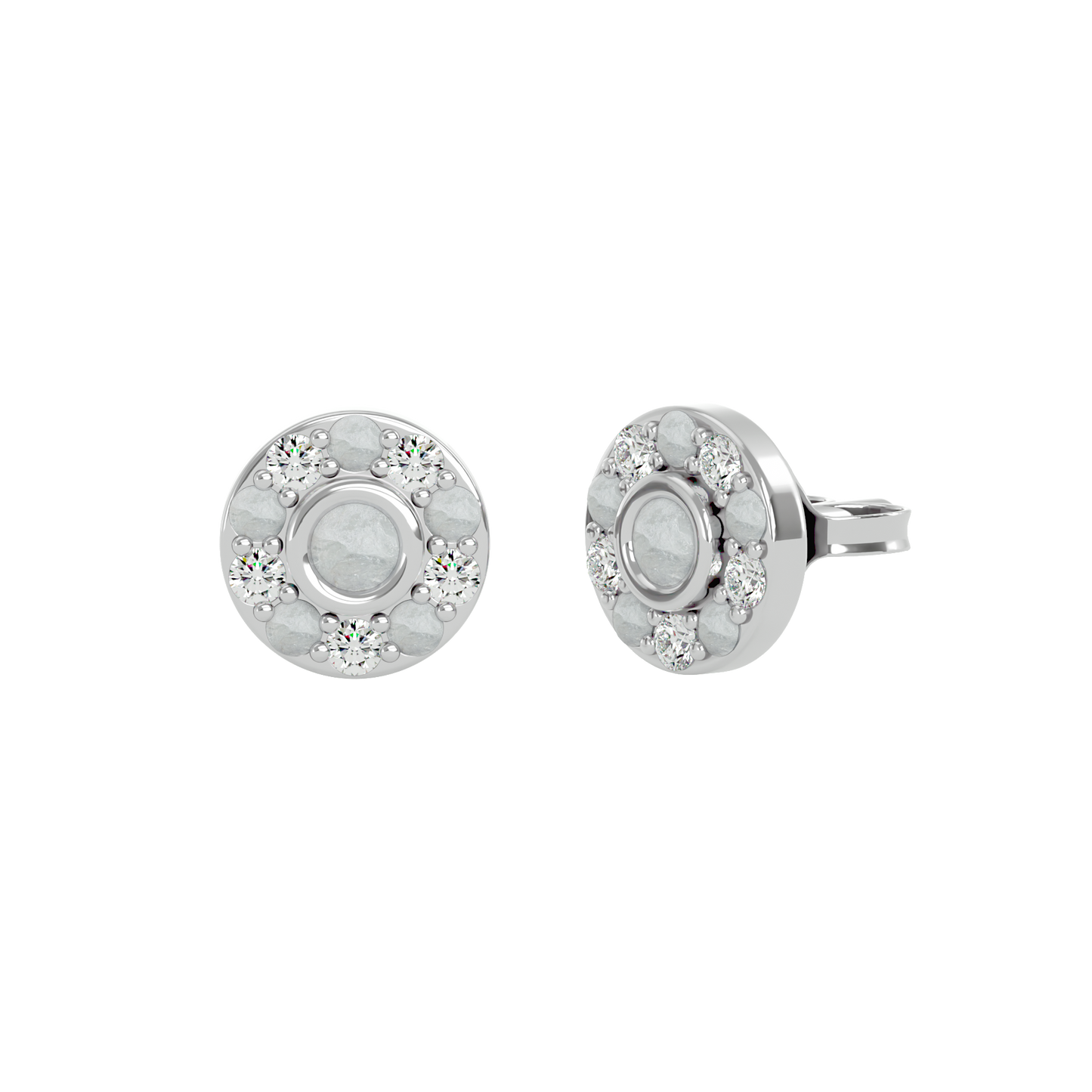 925 Gold Moonstone & CZ Stud