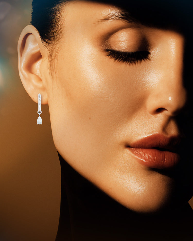 925 Silver Moonstone & CZ Huggies