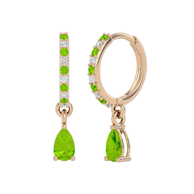 925 Silver Peridot & CZ Huggies