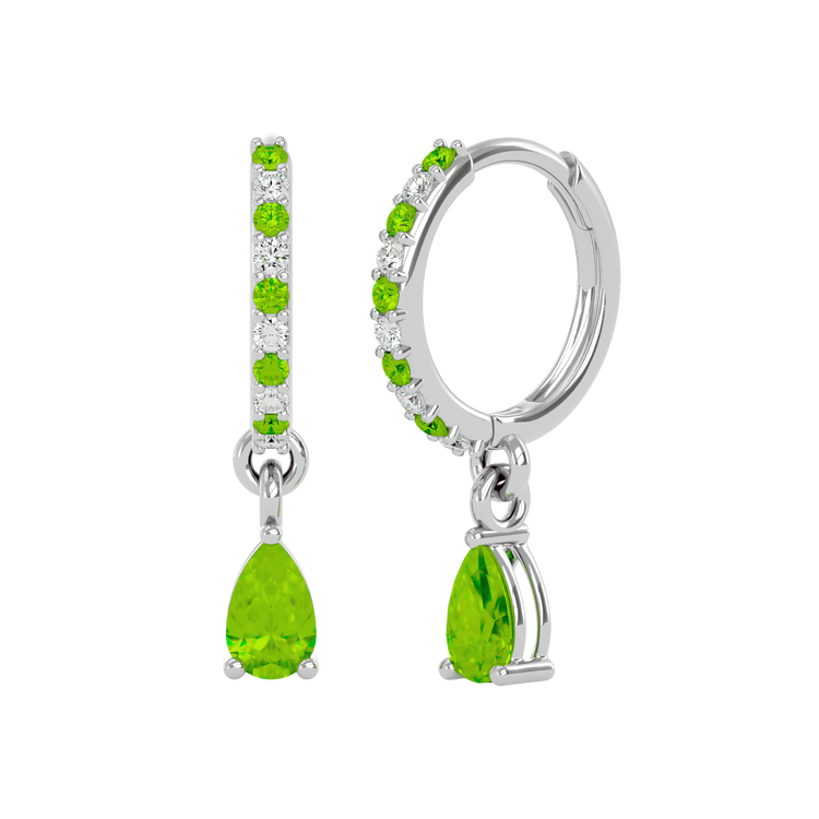 925 Silver Peridot & CZ Huggies