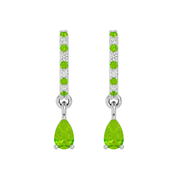 925 Silver Peridot & CZ Huggies