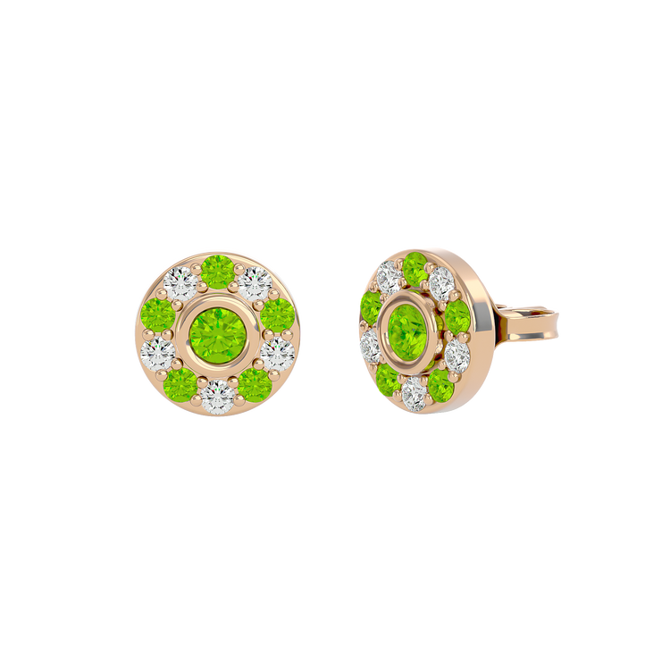 925 Gold Peridot & CZ Stud