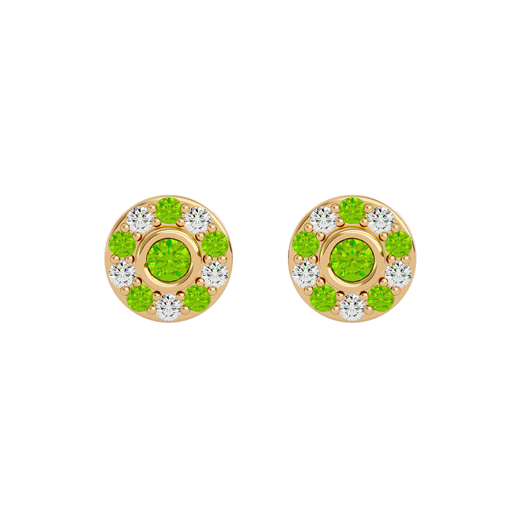 925 Gold Peridot & CZ Stud