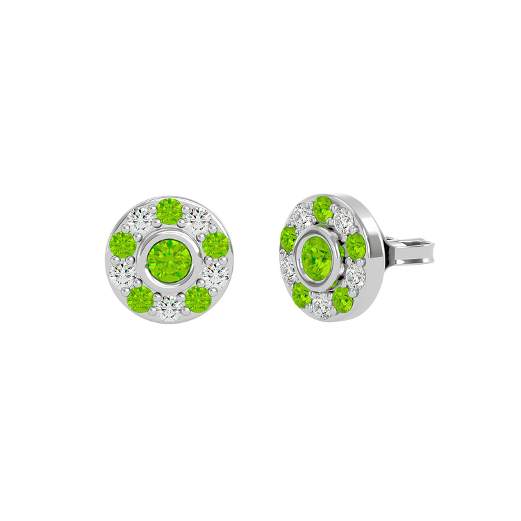 925 Gold Peridot & CZ Stud