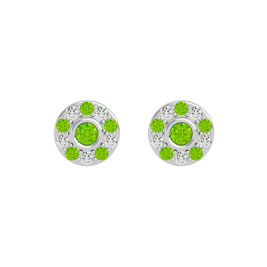 925 Sliver Peridot & CZ Stud
