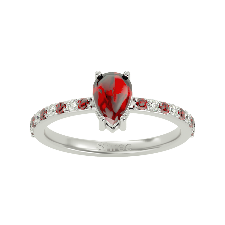 925 Silver Garnet & CZ Ring